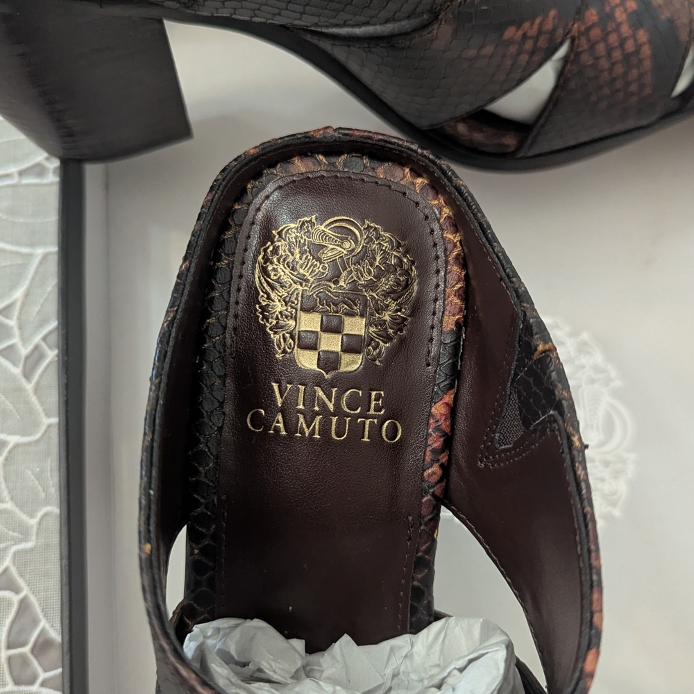 Vince Camuto Black and Red Snake Print Mules - Picture 9 of 12